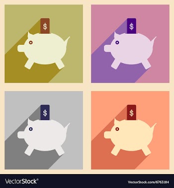Flat with shadow icon concept piggy bank and vector image
