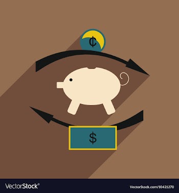 Flat with shadow icon concept piggy bank coins and vector image