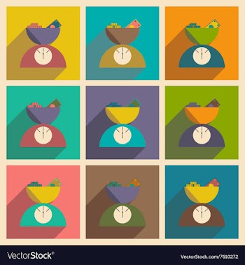 Flat with shadow icon concept Scale full of money vector image