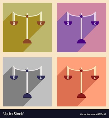 Flat with shadow icon concept Scales and money vector image