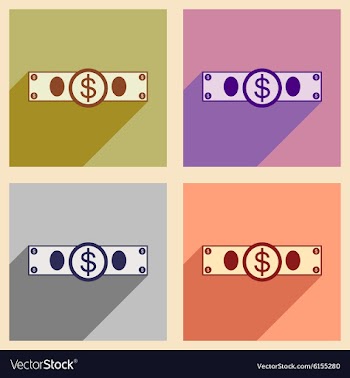 Flat with shadow icon concept Stylish dollar bill vector image