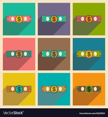 Flat with shadow icon concept Stylish dollar bill vector image