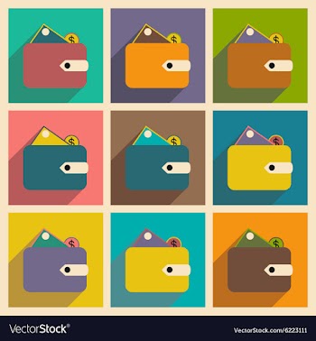 Flat with shadow icon concept wallet money and vector image