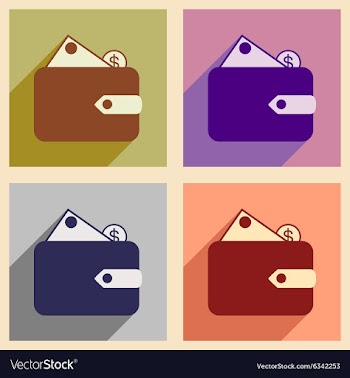 Flat with shadow icon concept wallet money and vector image