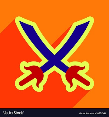 Flat with shadow Icon crossed swords on a colored vector image