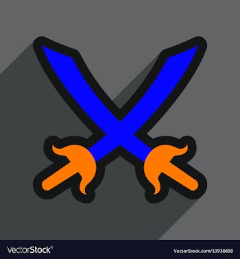 Flat with shadow Icon crossed swords on a colored vector image