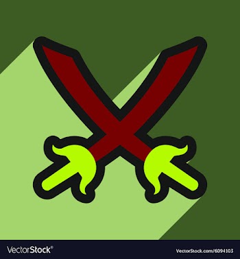 Flat with shadow Icon crossed swords on a colored vector image