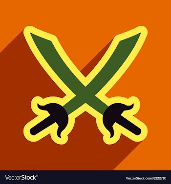 Flat with shadow Icon crossed swords on a colored vector image