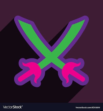 Flat with shadow Icon crossed swords on a colored vector image