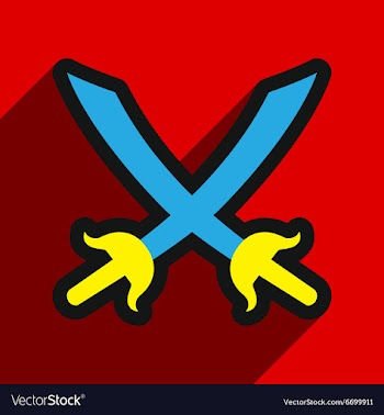 Flat with shadow Icon crossed swords on a colored vector image