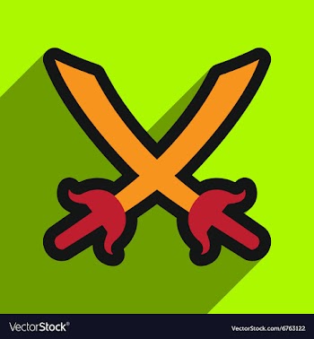 Flat with shadow Icon crossed swords on a colored vector image