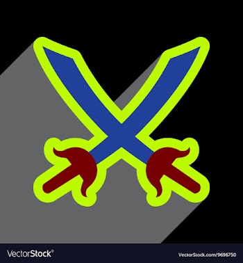 Flat with shadow Icon crossed swords on a colored vector image