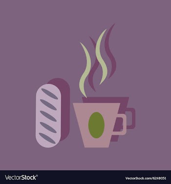 Flat with shadow Icon cup of coffee and bun vector image