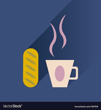 Flat with shadow Icon cup of coffee and bun vector image