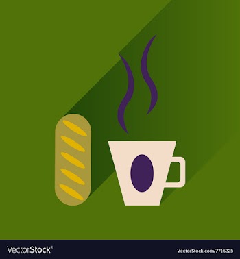 Flat with shadow Icon cup of coffee and bun vector image