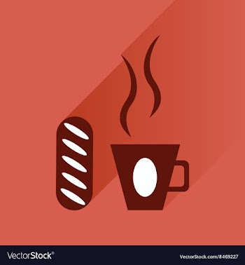 Flat with shadow Icon cup of coffee and bun vector image