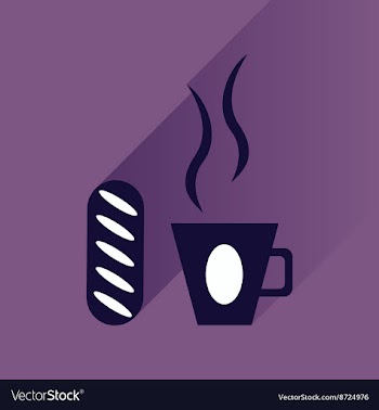Flat with shadow Icon cup of coffee and bun vector image