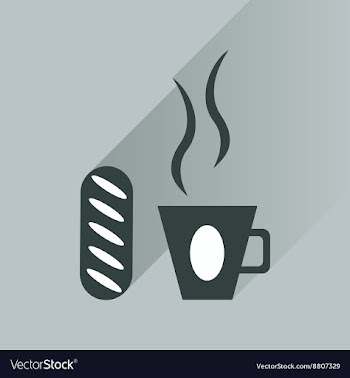 Flat with shadow Icon cup of coffee and bun vector image