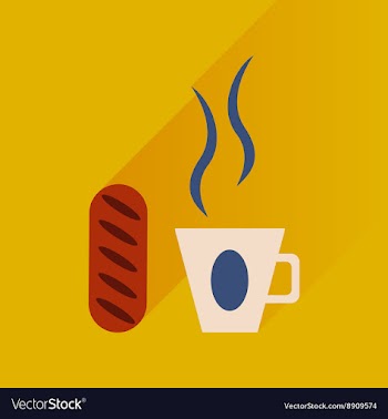 Flat with shadow Icon cup of coffee and bun vector image