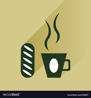 Flat with shadow Icon cup of coffee and bun vector image