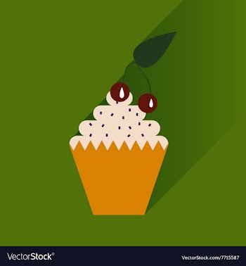 Flat with shadow Icon cupcake cherry on bright vector image