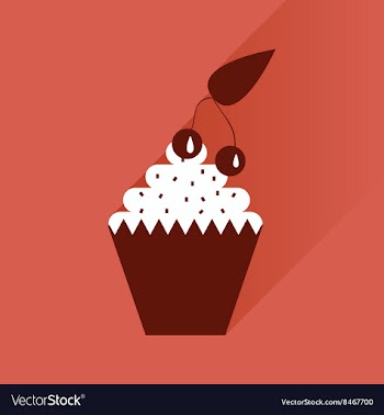 Flat with shadow Icon cupcake cherry on bright vector image