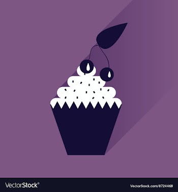 Flat with shadow Icon cupcake cherry on bright vector image