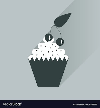 Flat with shadow Icon cupcake cherry on bright vector image