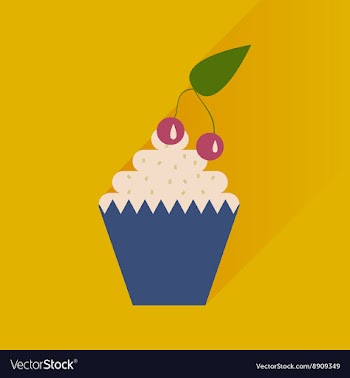 Flat with shadow Icon cupcake cherry on bright vector image