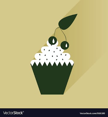 Flat with shadow Icon cupcake cherry on bright vector image
