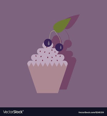 Flat with shadow Icon cupcake cherry vector image
