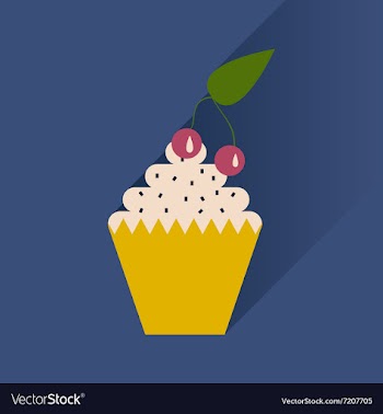 Flat with shadow Icon cupcake cherry vector image