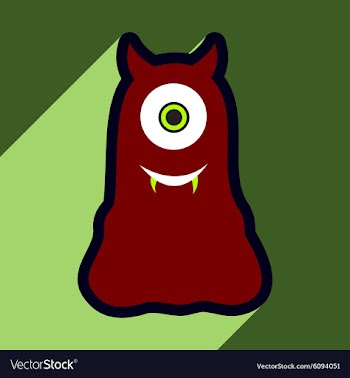 Flat with shadow Icon cyclops monster on the vector image