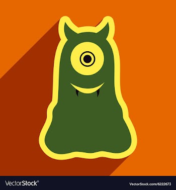 Flat with shadow Icon cyclops monster on the vector image