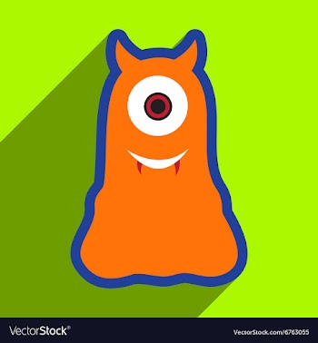Flat with shadow Icon cyclops monster on the vector image