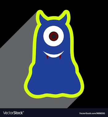 Flat with shadow Icon cyclops monster on the vector image