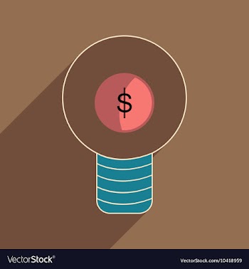 Flat with shadow icon Dollar bulb inside vector image