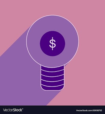 Flat with shadow icon Dollar bulb inside vector image