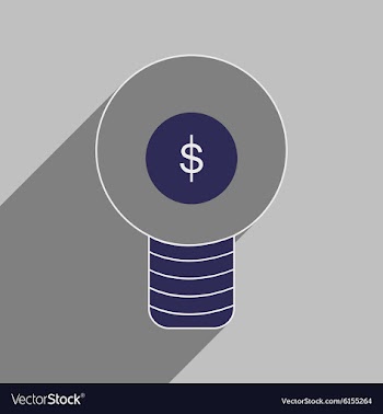 Flat with shadow icon Dollar bulb inside vector image