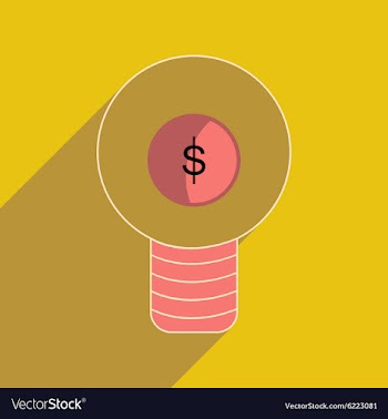 Flat with shadow icon Dollar bulb inside vector image