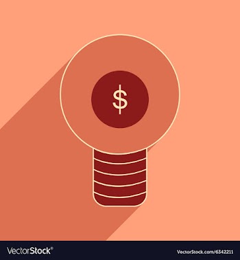 Flat with shadow icon Dollar bulb inside vector image