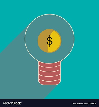 Flat with shadow icon Dollar bulb inside vector image