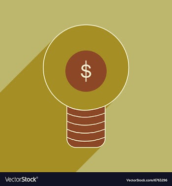 Flat with shadow icon Dollar bulb inside vector image