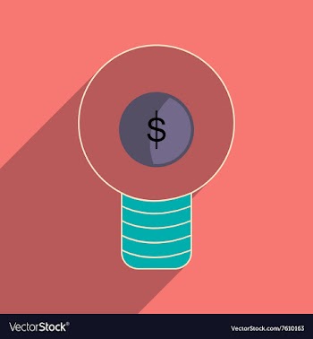 Flat with shadow icon Dollar bulb inside vector image