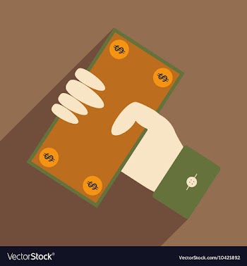 Flat with shadow icon dollar in hand vector image