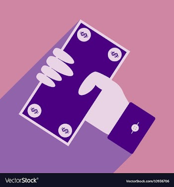 Flat with shadow icon dollar in hand vector image