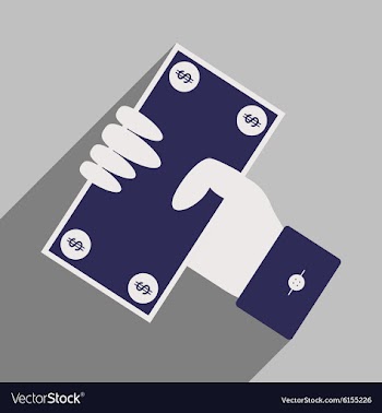 Flat with shadow icon dollar in hand vector image