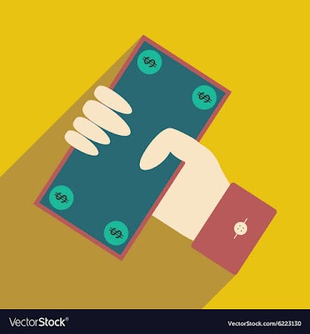 Flat with shadow icon dollar in hand vector image