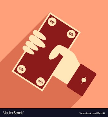 Flat with shadow icon dollar in hand vector image