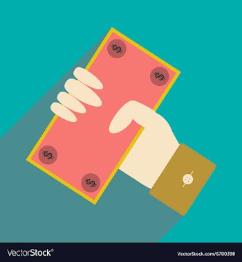 Flat with shadow icon dollar in hand vector image